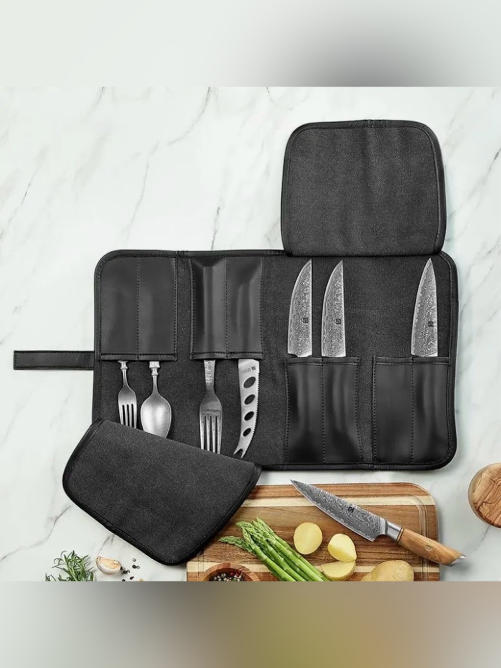 XINZUO 1PC
Professional Chef Knife
Roll Bag - 8 Slots, Microfiber Leather- NWT